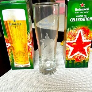 NIB set of two Heineken beer glasses